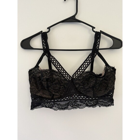 Adore Me Women Bra 34D Black Beige Lace Unlined Underwire Adjustable Straps - Picture 1 of 5